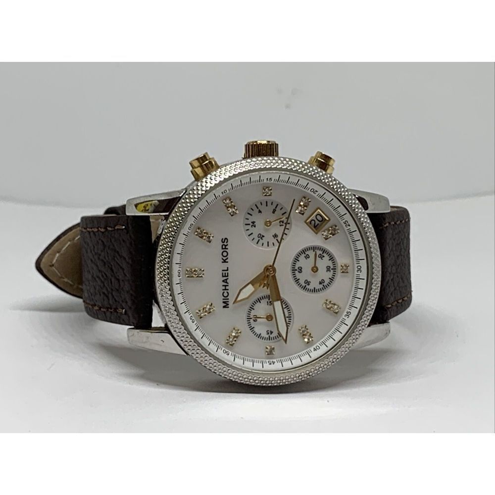 Michael Kors Jet Set MK5057 Women Brown Leather Analog Dial Quartz Watch WFH203 - Picture 6 of 11